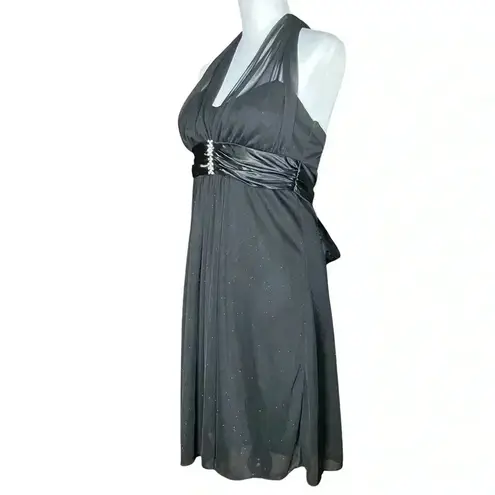 Vintage Y2K Black Halter Hoco Cocktail Dress. Whimsigoth Fairy Sparkle. Small.