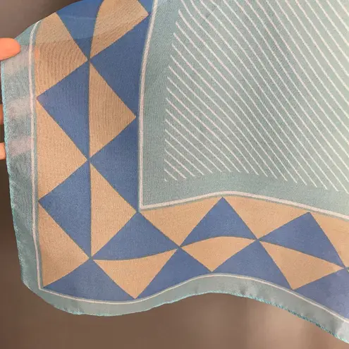 Vintage Chiffon Scarf Square Stripes Triangle Border Semi