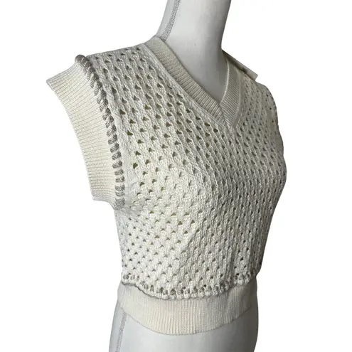 Guest In Residence Mesh Crop Vest in Cream Small New Womens Knit Tank Top