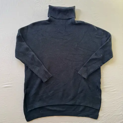 Oversized Turtleneck Tunic Sweater Blue