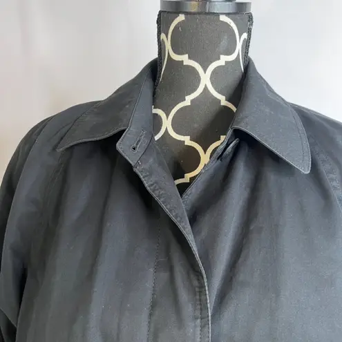 London Fog Black Union Made Wool Lined Classic Long Trench Coat Size 8 Regular - Image 4