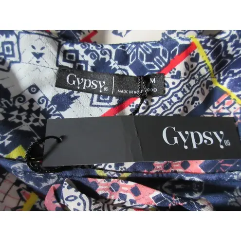 Gypsy 05 NWT Bima Printed Silk Lace Front Dolman Sleeve Shift Mini Dress M $242