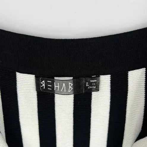 Rehab Black & White Vertical Striped Strapless Midi Dress With Front Zipper