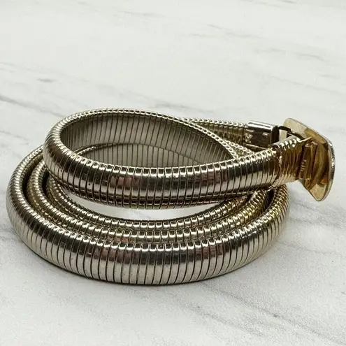 The Bar Vintage Buckle Gold Tone Coil Stretch Cinch Belt Size XS Small S