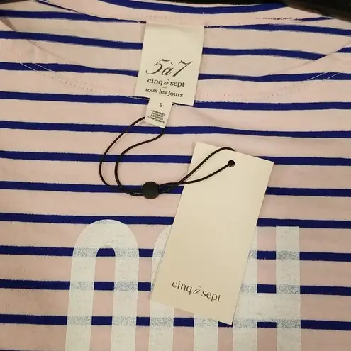 Cinq à Sept 💕CINQ A SEPT💕 Boatneck Striped Graphic Tee ~ Ooh La La Small S NWT