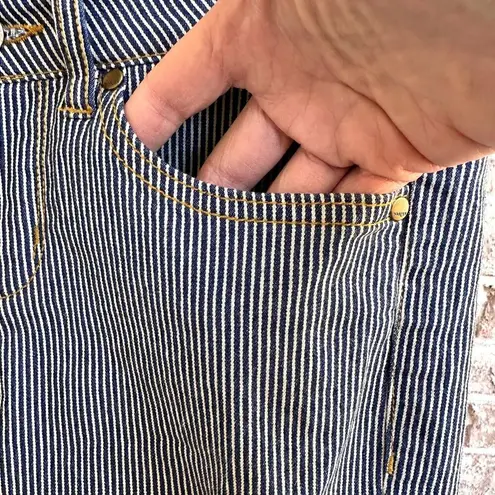 Harper Jeans Size 26 Pin Striped Navy White Skinny Straight Leg Mid Rise Cotton Blue