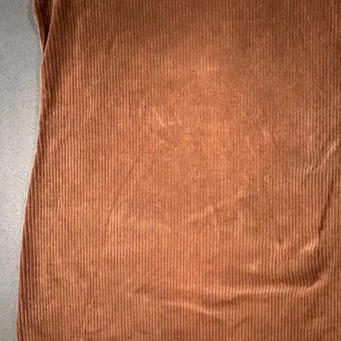 Vtg Womens Large Brown Corduroy Short Sleeve T