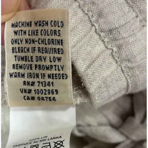 L.L.Bean Pants Womens 4 Beige Oat Linen Wide Leg Drawstring Coastal Beachy Tan