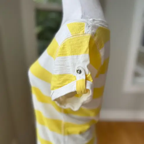 Banana Republic  Yellow White Rugby Stripe Boatneck Cotton Tee Shirt Dress Small