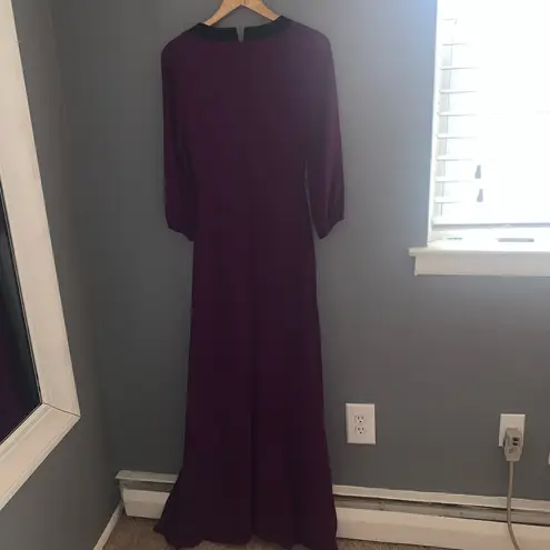 Badgley Mischka purple beaded trim maxi dress