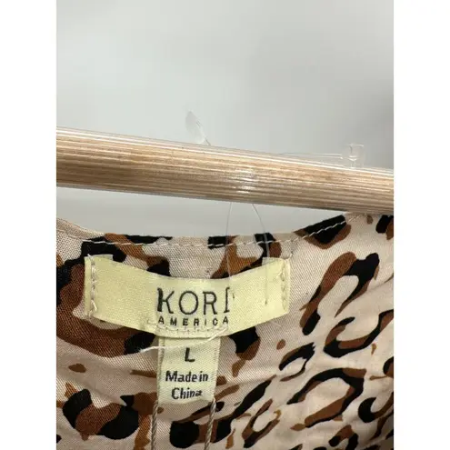 Kori Bodysuit Womens Large NWT Cream Black Cheetah Animal Print Long Sleeve