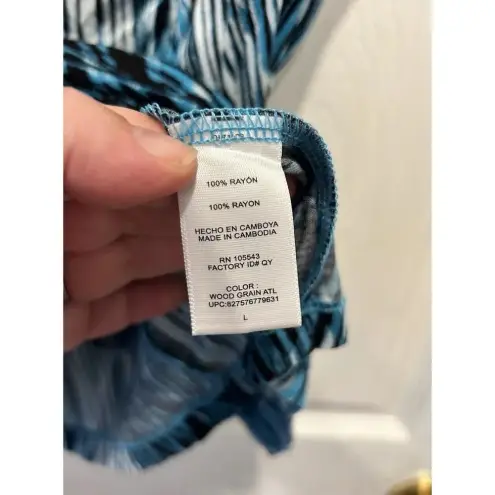 Derek Lam Design Nation Womens Top Blue Print Cowl Drape Neck Cap Sleeve Large