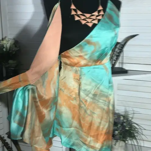 Angel Biba Tie Dye Wrap Mini Dress Satin Bow Size Small