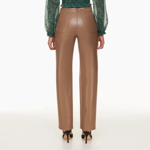 Wilfred Aritzia Melina Straight Leg Vegan Leather Pants in Light Brown Size 6