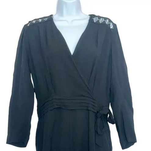 Sandro Noya wrap-effect macramé lace-paneled crepe jumpsuit EUR 40