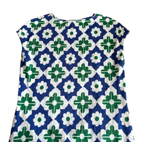 Boden Leah Green and Blue Geometric Pattern Jersey T