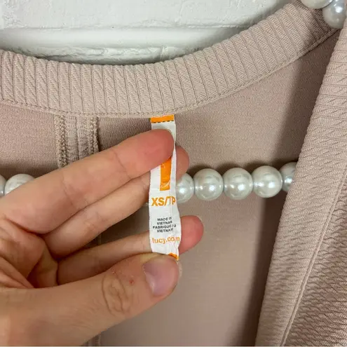 Lucy Inner Journey Wrap Textured Knit Short Sleeve Cocoon Cardigan Size XS/S Tan