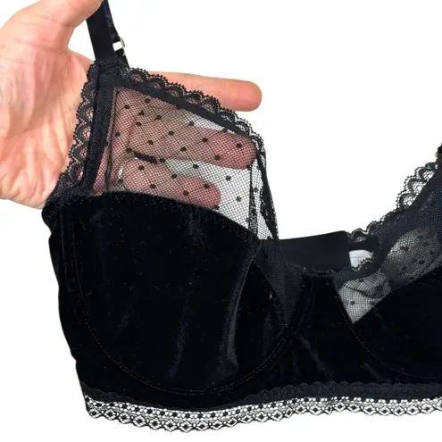 Stella McCartney Black Lace Mesh Underwire Bra 34E Sheer Polka Dot Gold Hardware Size undefined