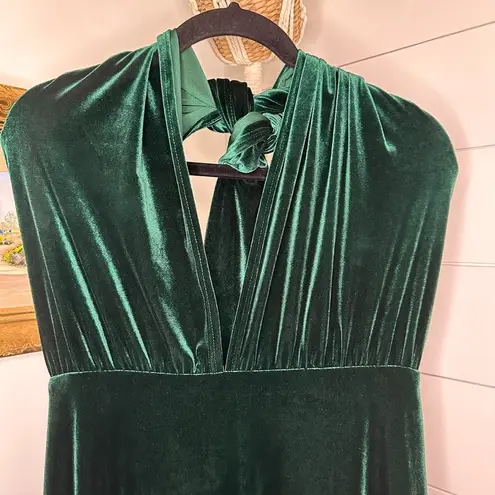 Revelry Micah Convertible Velvet Bridesmaid Maxi Dress Emerald Green Size Small