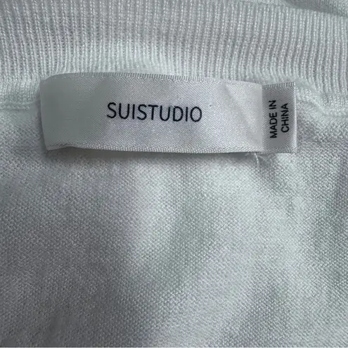 SuiStudio Merino wool short sleeves crewneck sweater L feminine minimalist Size L