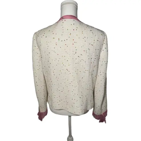 ESCADA Jacket Womens Size 42 Cream Multi Color Tweed Boucle Pink Size L