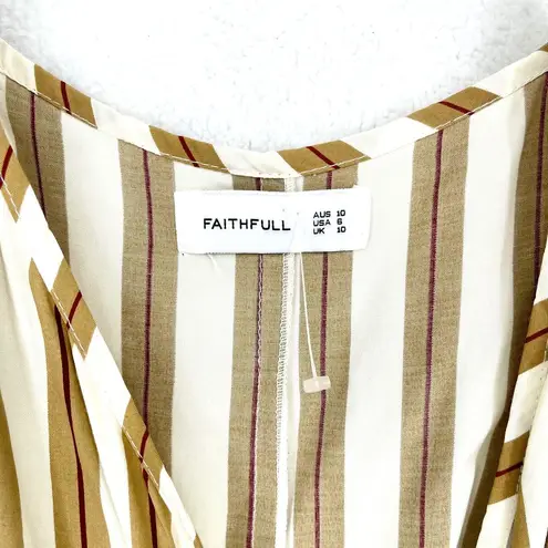 Faithfull the Brand Faithfull Women's Kara Tan and White Striped Tank Mini Wrap Summer Dress Size 6