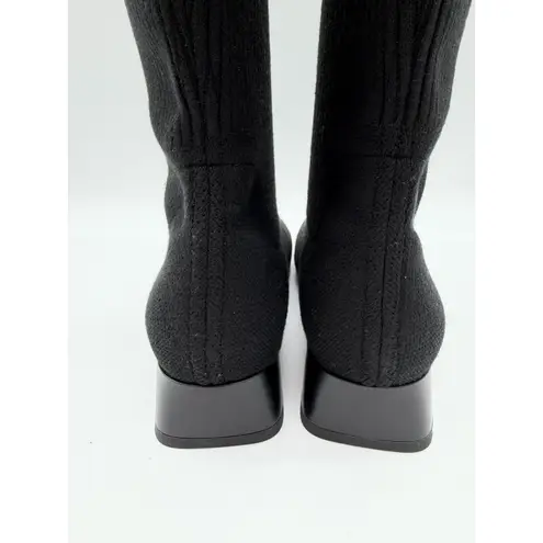 Vivaia Madeline Pro Black Wool Knit OTK Water RPT Block Heel Sock Boots 9