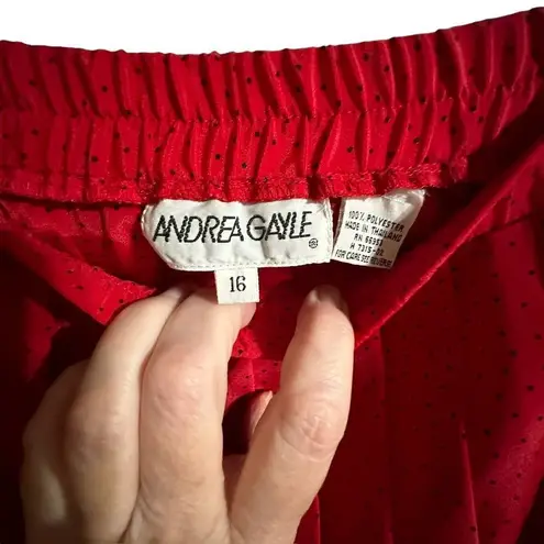 Vintage Andrea Gayle Two Piece Red & Black Dotted Skirt Set Size 16