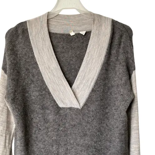 Anthropologie Moth Vneck Soft Boulders Wool Alpaca Pullover Sweater Colorblock M Gray Size M