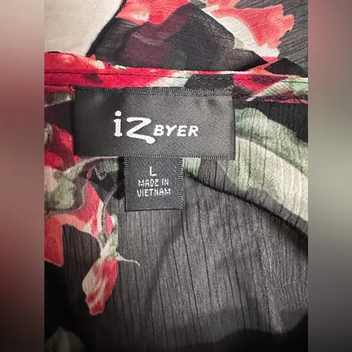 Iz Byer  rose sheet floral blouse with attached black tank size large