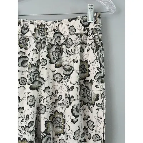 Tahari Floral Print High Waisted 100% Linen Pants Size Medium