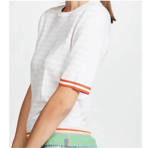 KULE The Corrine Striped Ringer Short Sleeve Knit Top Small Pink