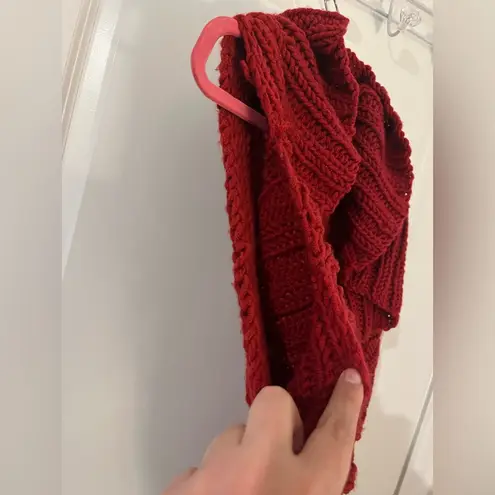 Handmade Chunky Knit Red Shawl Collar Cardigan Look Cozy Sleeveless Sweater Vest