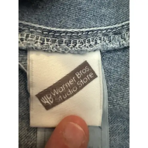 Tweety Bird Overall Denim Dress Woman Size Medium Warner Bros Embroidered 90's Blue