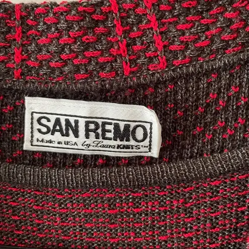 Vintage San Remo Knit Two Piece Tank Jacket Combo Red Size M