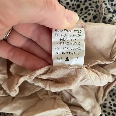 Crescent Animal Print Mini Skirt sz Medium Cheetah Tan Black Tiered Ruffle Boho