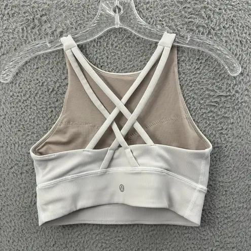 Lululemon  Energy High‎ Neck Longline Ribbed Luxtreme Bra Natural Ivory Women's 4