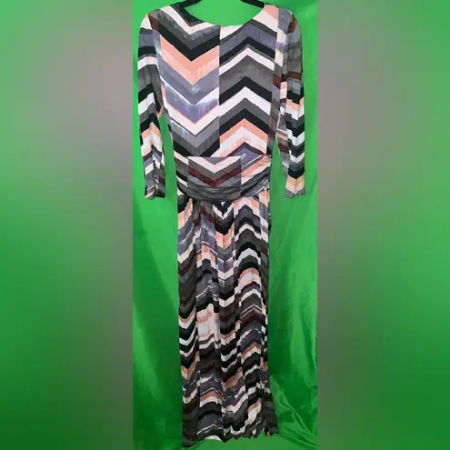 Maeve Anthropologie Chevron Patterned Maxi Dress 3/4 Sleeve size Medium