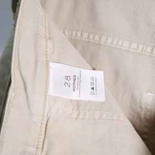 MOTHER Denim NEW The Wrapper Patch Springy Ankle Cotton Pants Chalk Tapioca 28