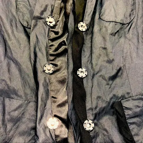 T Tahari - Women's Glistening Black Metallic Ruffle Trim Blazer/Jacket-Size 4