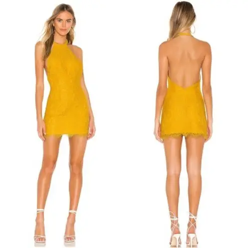 superdown  Samara Gold Halter Mini Dress Size XS New With Tags Yellow Revolve