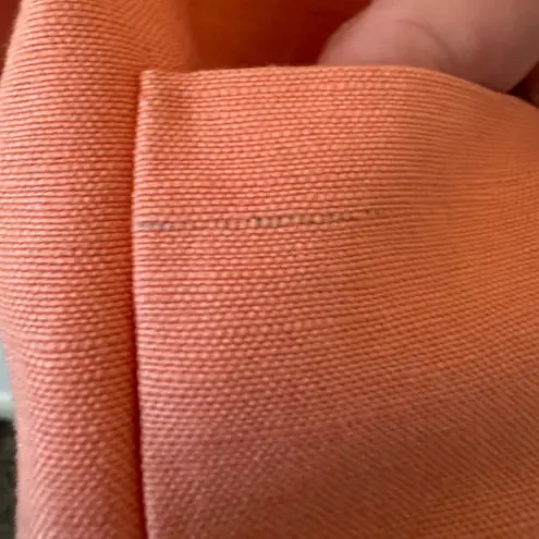 Kasper Womens Linen Peach Pink Satin Lined Open Front Lapel Blazer sz 16P Career