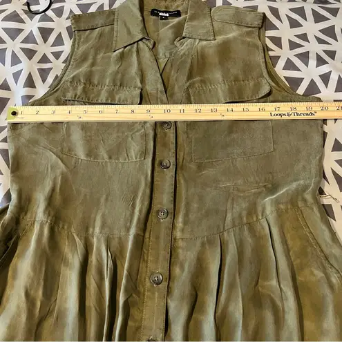 Slate + Willow Olive Green Sleeveless Button Tie Front Cargo Dress Size 8