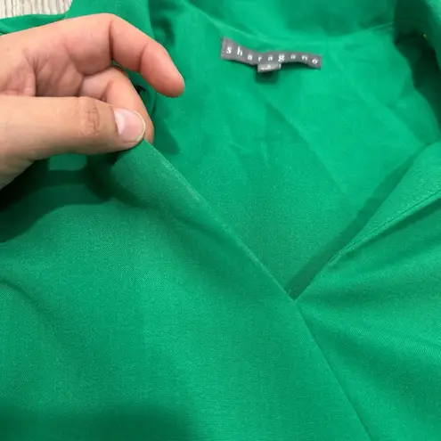 Sharagano Vibrant Green Midi Dress with Tie Sleeves size 6