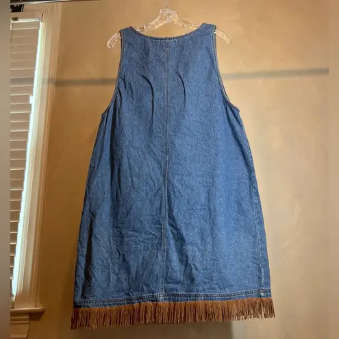 ERIKA & CO. Womens Western Fringe Denim 1/2 Zip Dress W/Pockets 100% Cotton|Sz:M Blue Size M