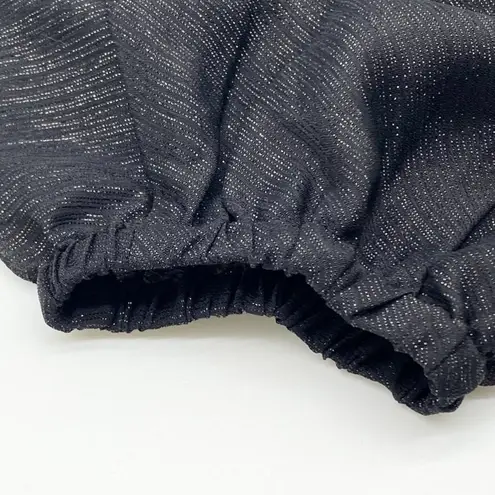 IRO NEW Womens 44 (12) Drinera Puff-Sleeve Crop Top Shimmery Black Front Tie