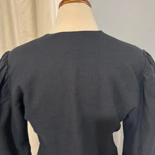 Vintage Original Alpen Trachten Cropped Jacket Blazer Puff Sleeve Tailored Sz 40 Black