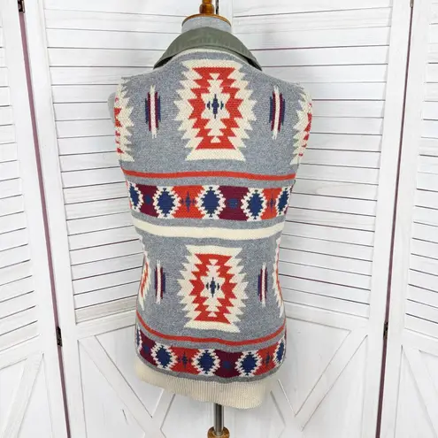 Thread & Supply Aztec Southwestern Print Knit Back Utility Vest Green Small