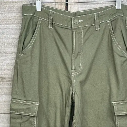 H&M  (Divided) Baggy Wide Leg Cargo Pants Army Green-10