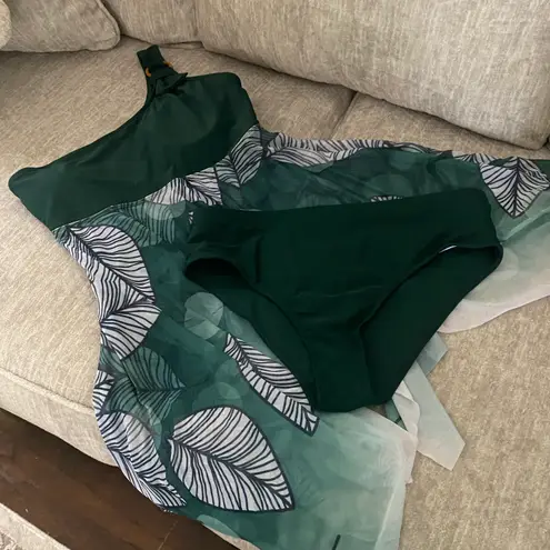 Bidaso Women‘s One Shoulder Swimsuits  Mesh Swimdress Ring tankini Set